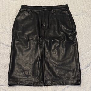 Black Faux Leather Pencil Skirt